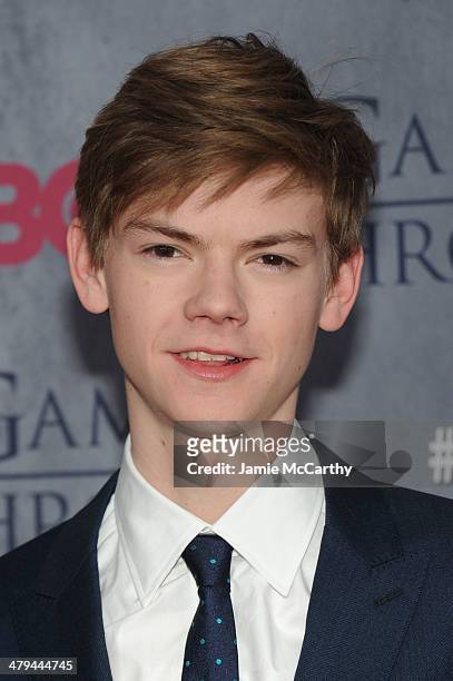 Actor Thomas Brodie-Sangster attends the "Game Of Thrones" Season 4 New York premiere at Avery Fisher Hall, Lincoln Center on March 18, 2014 in New...