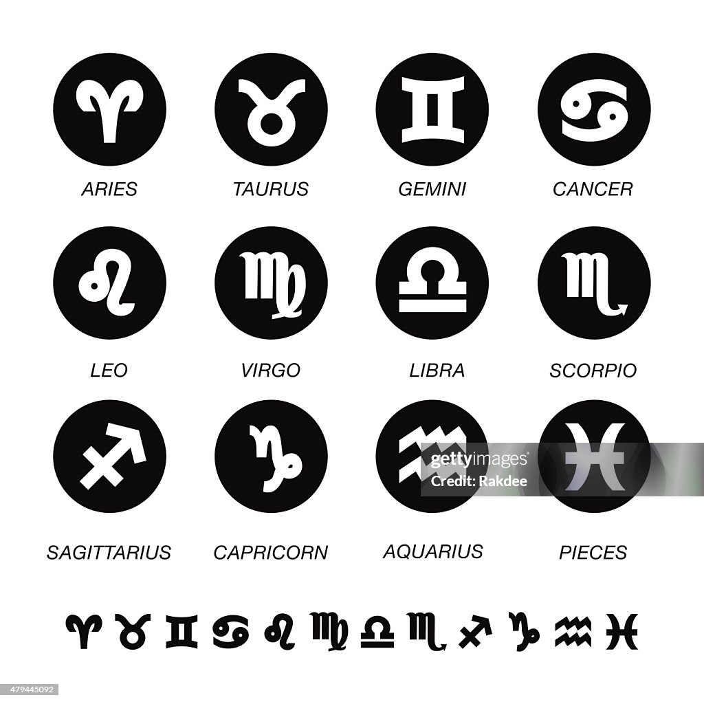 Zodiac Icons - Black Circle Series