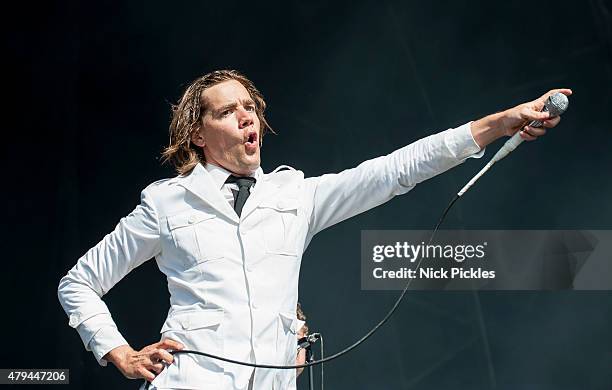 Howlin' Pelle Almqvist of The Hives performs at Calling Festival at Clapham Common on July 4, 2015 in London, England.