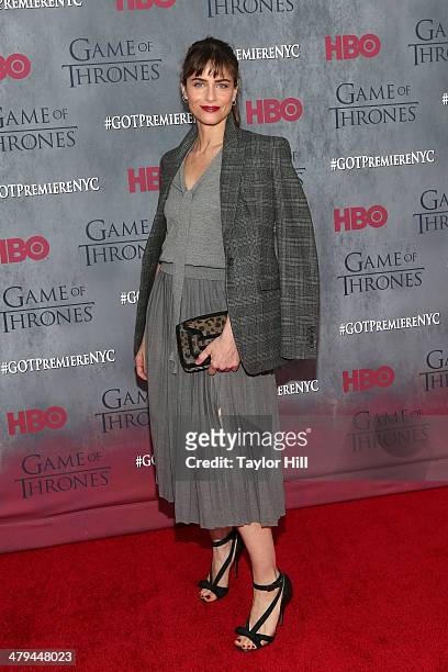 Actress Amanda Peet attends the "Game Of Thrones" Season 4 premiere at Avery Fisher Hall, Lincoln Center on March 18, 2014 in New York City.