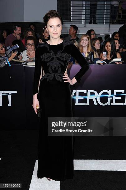 Author Veronica Roth arrives at the premiere of Summit Entertainment's "Divergent" at the Regency Bruin Theatre on March 18, 2014 in Los Angeles,...