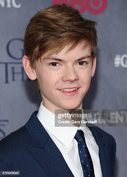 Thomas Brodie-Sangster attends the "Game Of Thrones" Season 4 premiere at Avery Fisher Hall, Lincoln Center on March 18, 2014 in New York City.