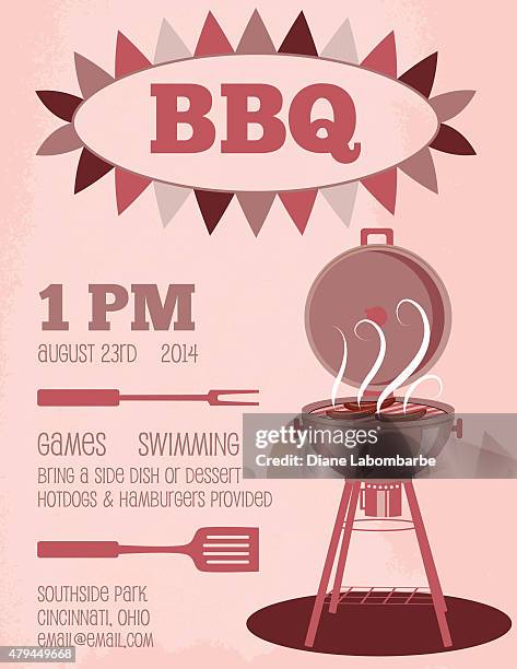 retro bbq invitation template - potluck stock illustrations
