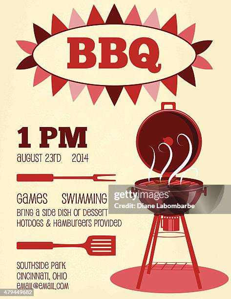 retro bbq invitation template - potluck stock illustrations