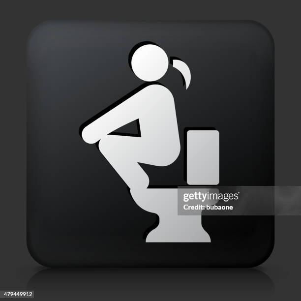 black square button with using the toilet - bathroom render stock illustrations