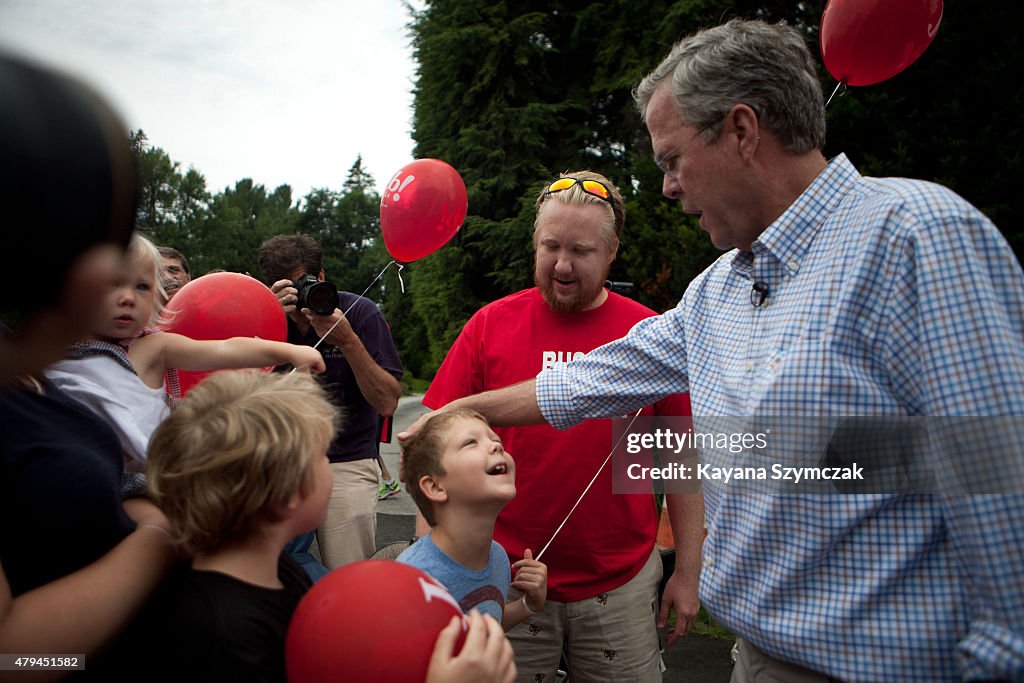 Republican Presidential Candidate Jeb Bush Campaigns In New Hampshire On July 4th
