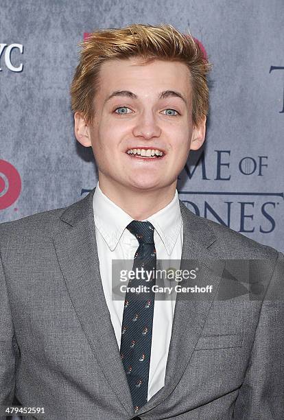 Jack Gleeson attends the "Game Of Thrones" Season 4 premiere at Avery Fisher Hall, Lincoln Center on March 18, 2014 in New York City.
