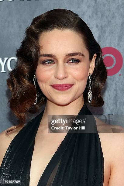 Actress Emilia Clarke attends the "Game Of Thrones" Season 4 premiere at Avery Fisher Hall, Lincoln Center on March 18, 2014 in New York City.