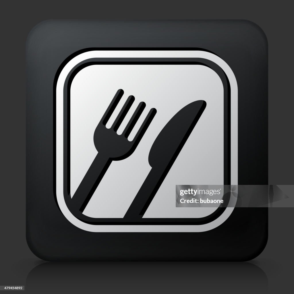 Simple Food Button Black Square Button With Food Sign High-Res Vector Graphic - Getty Images