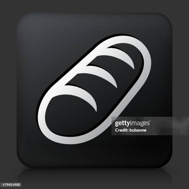 black square button with bread icon - bread rolls icon stock illustrations