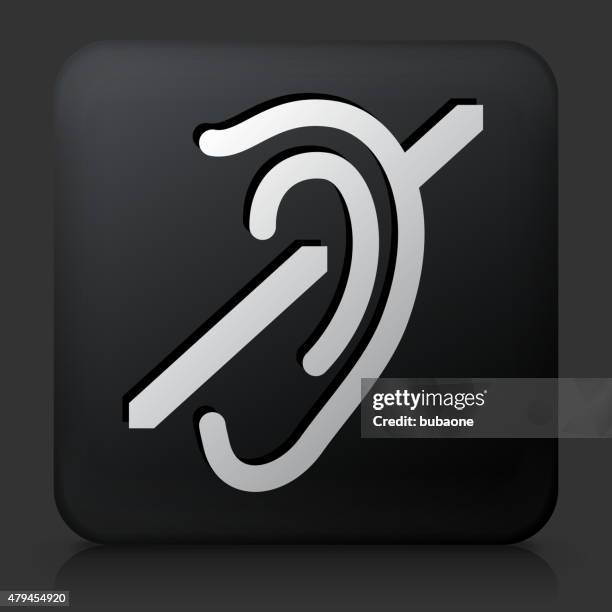 black square button with hearing problem - hearing aid stock illustrations