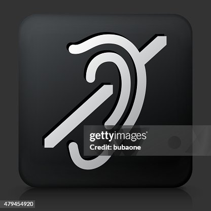 Black Square Button with Hearing Problem Black Square Button with Hearing Problem
