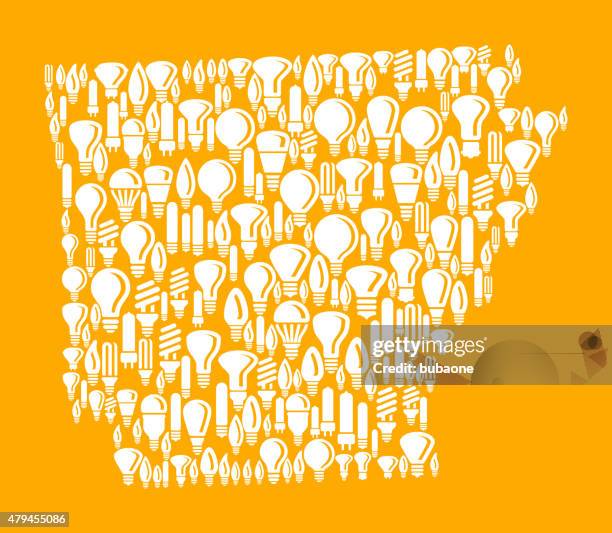 arkansas state on vector lightbulb pattern background - electrical wire white background stock illustrations