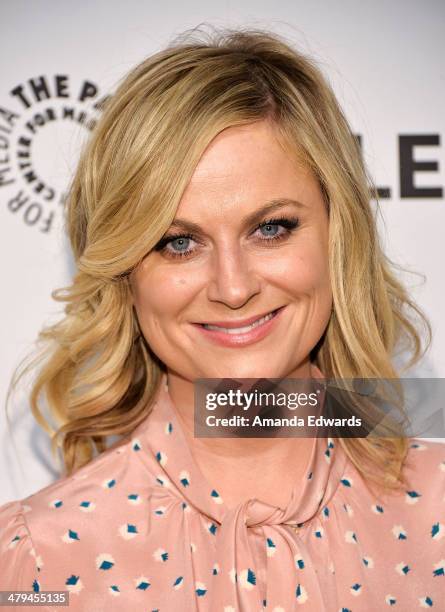 Actress Amy Poehler arrives at the 2014 PaleyFest - "Parks And Recreation" event at The Dolby Theatre on March 18, 2014 in Hollywood, California.