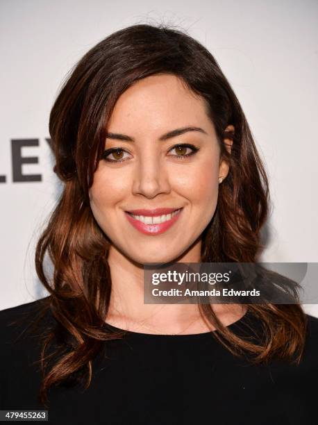 Actress Aubrey Plaza arrives at the 2014 PaleyFest - "Parks And Recreation" event at The Dolby Theatre on March 18, 2014 in Hollywood, California.