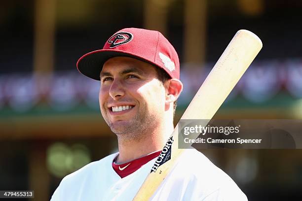 Paul Goldschmidt of the Diamondbacks looks on during an Arizona Diamondbacks MLB training session at Sydney Cricket Ground on March 19, 2014 in...