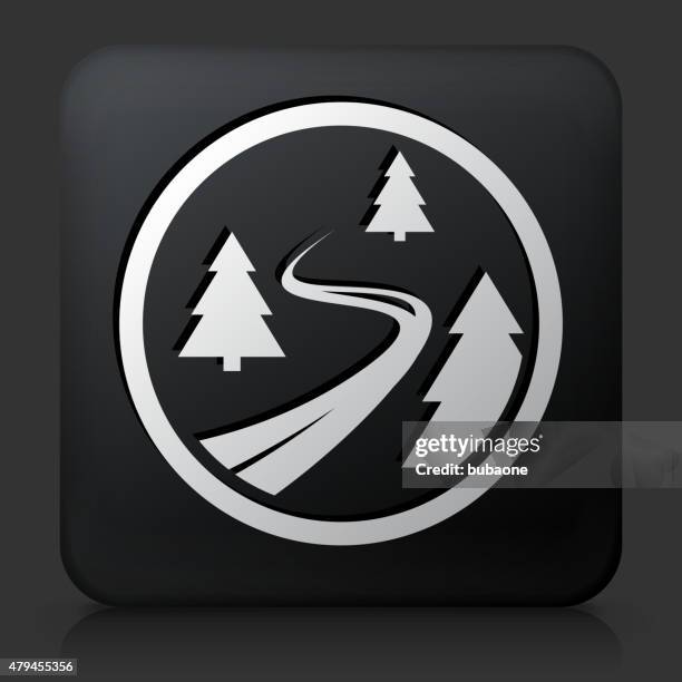 black square button with road path and tree - path infographic stock illustrations