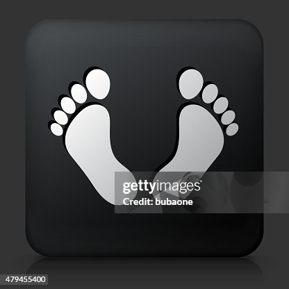 Black Square Button with Footprints Icon Black Square Button with Footprints Icon