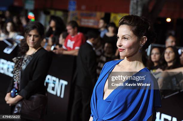 Actress Ashley Judd arrives at the premiere of Summit Entertainment's "Divergent" at the Regency Bruin Theatre on March 18, 2014 in Los Angeles,...