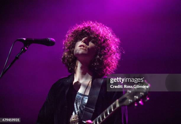 James Edward Bagshaw of Temples performs on stage for the 2014 NME Awards Tour at O2 Academy on March 18, 2014 in Glasgow, United Kingdom.