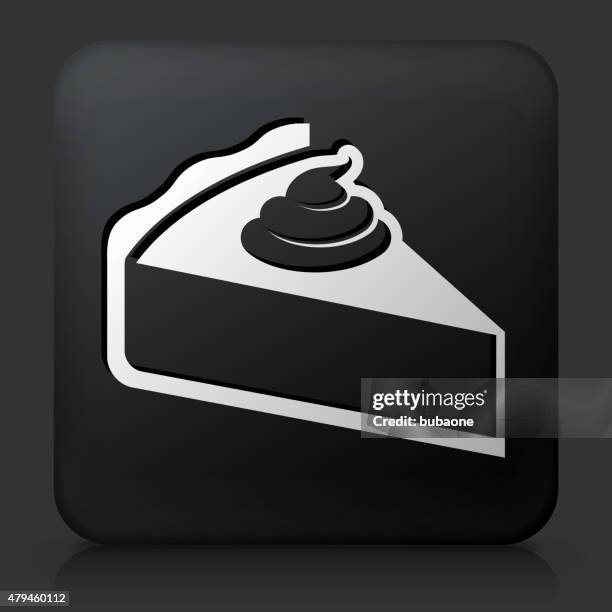 black square button with pie icon - cake slice stock illustrations