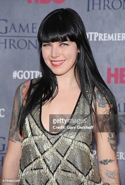 Singer Alexis Krauss attends the "Game Of Thrones" Season 4 premiere at Avery Fisher Hall, Lincoln Center on March 18, 2014 in New York City.