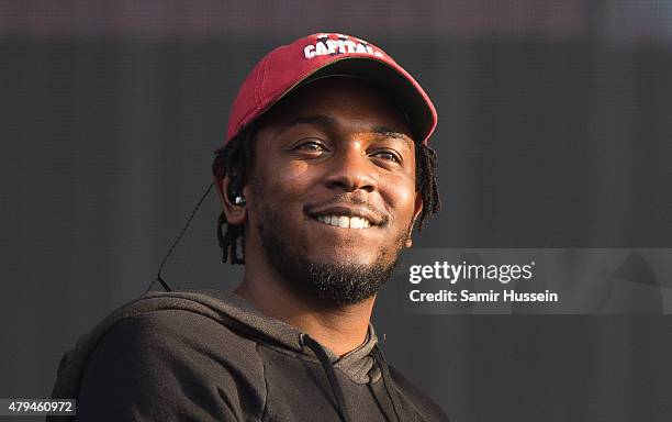 Kendrick Lamar performs on day 2 of the New Look Wireless Festival at Finsbury Park on July 4, 2015 in London, England.