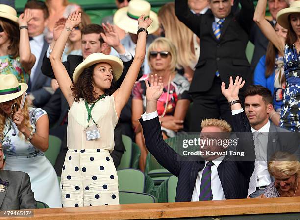 Lilly Becker and Boris Becker attend day six of the Wimbledon Tennis Championships at Wimbledon on July 4, 2015 in London, England.