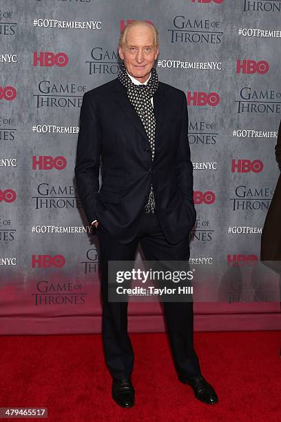 Actor Charles Dance attends the "Game Of Thrones" Season 4 premiere at Avery Fisher Hall, Lincoln Center on March 18, 2014 in New York City.