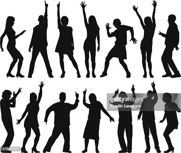 dancers - hand raised stock illustrations