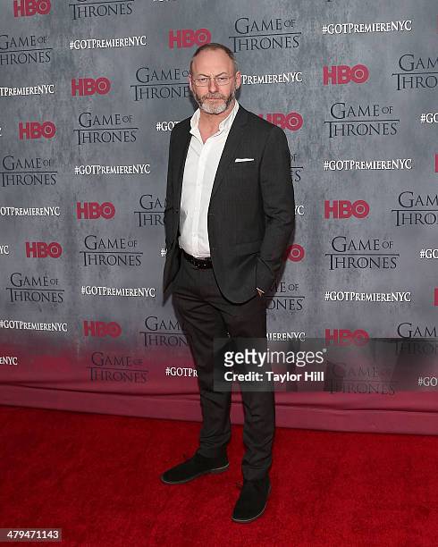 Actor Liam Cunningham attends the "Game Of Thrones" Season 4 premiere at Avery Fisher Hall, Lincoln Center on March 18, 2014 in New York City.
