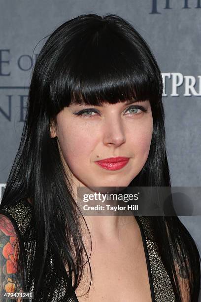 Singer Alexis Krauss of Sleigh Bells attends the "Game Of Thrones" Season 4 premiere at Avery Fisher Hall, Lincoln Center on March 18, 2014 in New...