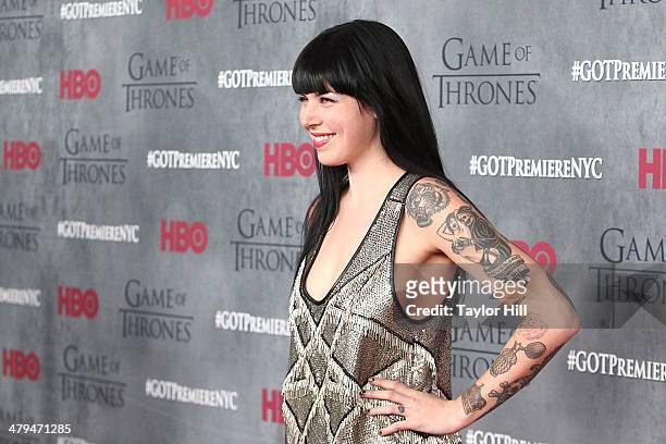 Alexis Krauss of Sleigh Bells attends the "Game Of Thrones" Season 4 premiere at Avery Fisher Hall, Lincoln Center on March 18, 2014 in New York City.