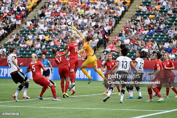 Karen Bardsley of England does a save during the FIFA Women's World Cup Canada 2015 Third Place Play-off match between Germany and England at...