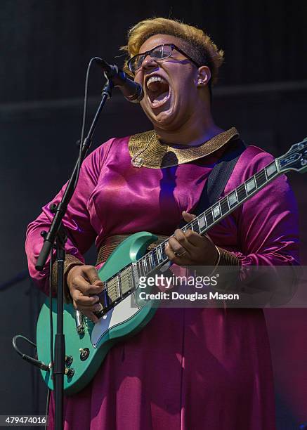 Brittany Howard of Alabama Shakes performs during the Bonnaroo Music and Arts Festival 2015 on June 12, 2015 in Manchester, Tennessee.
