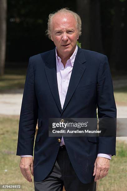 Former Minister of Interior Brice Hortefeux arrives at La Fete de la Violette on July 4, 2015 in La Ferte-Imbault, France. The political meeting...