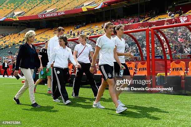 Head coach Silvia Neid of Germany enters the pitch for the FIFA Women's World Cup Canada 2015 Third Place Play-off match between Germany and England...