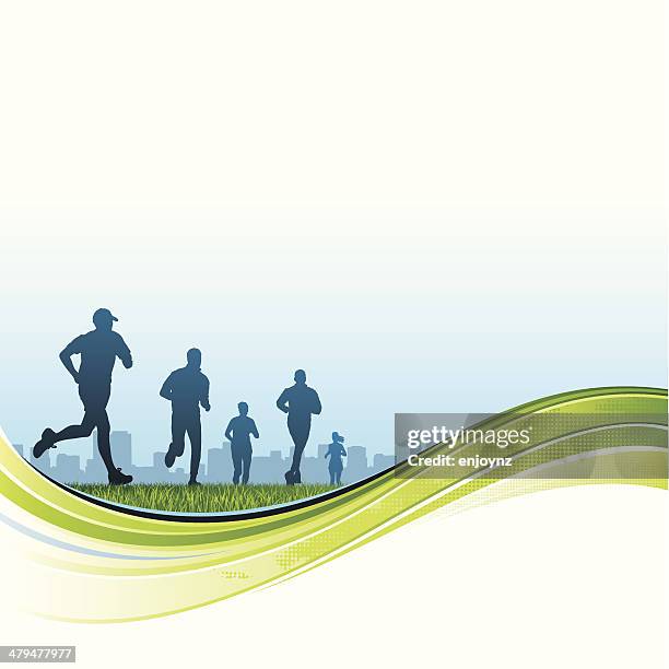 city runners - jogging city stock illustrations