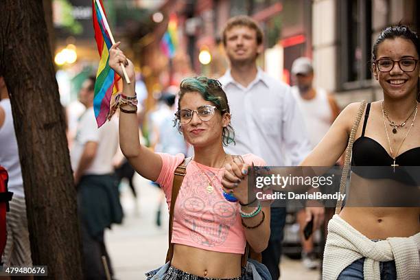 new york city gay pride parade 2015 - new york city pride 2015 march stock pictures, royalty-free photos & images