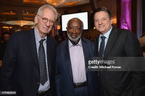 Producer Sidney Sheinberg, producer Clarence Avant, and Netflix Chief Content Officer Ted Sarandos attend Simon Wiesenthal Center's 2014 Tribute...