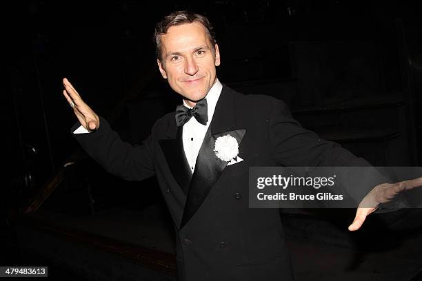Elvis Stojko poses backstage at "Chicago" on Broadway at The Ambassador Theater on March 18, 2014 in New York City.