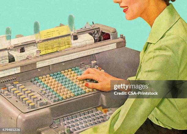 accounting machine - file clerk stock illustrations