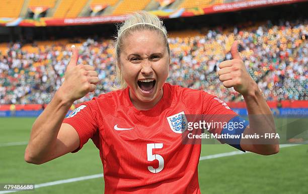 Steph Houghton of England celebrates her teams third place after defeating Germany during the FIFA Women's World Cup 2015 Third Place Play-off match...