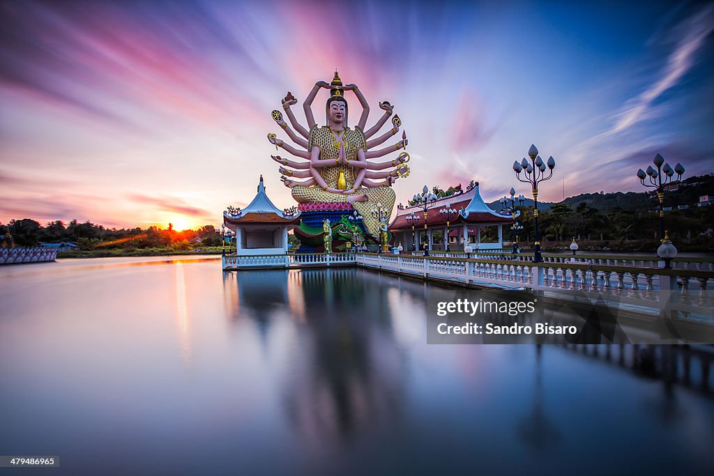 Wat Plai Laem Temple in Ko Samui at sunrise