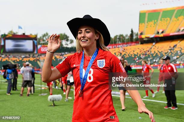 Toni Duggan of England celebrates after the FIFA Women's World Cup Canada 2015 Third Place Play-off match between Germany and England at Commonwealth...