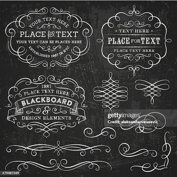 stockillustraties, clipart, cartoons en iconen met blackboard design elements - versiering