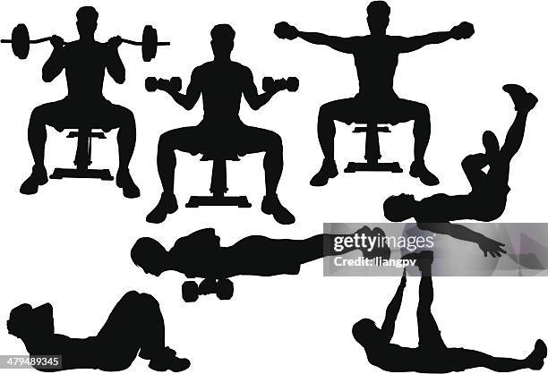 workout silhouette - sports hall stock illustrations