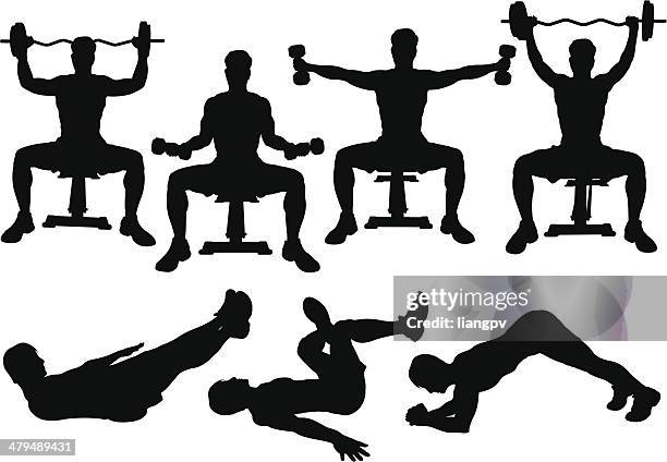 workout silhouette - bench press stock illustrations