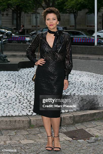 Actress Maggie Gyllenhaal attends the Miu Miu Club launch of the first Miu Miu fragrance and croisiere 2016 collection at Palais d'Iena on July 4,...