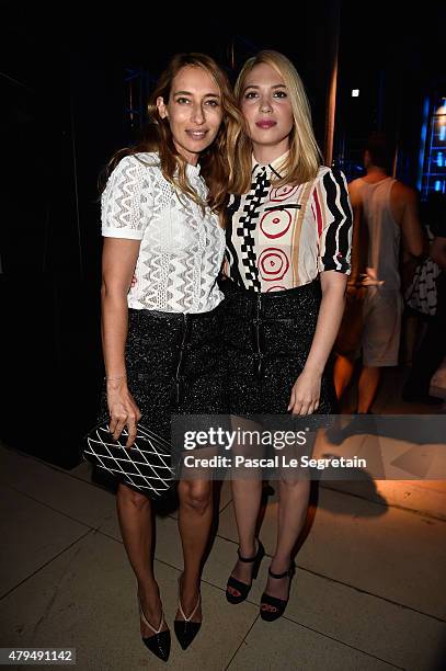 Alexandra Golovanoff and guest attend the Miu Miu Club launch of the first Miu Miu fragrance and croisiere 2016 collection at Palais d'Iena on July...